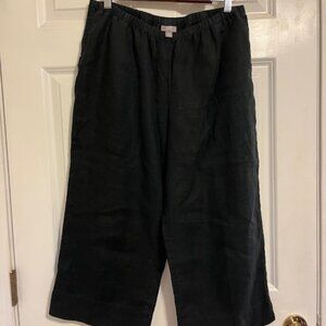 JJill black linen baggy pants, size medium